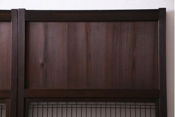 和製アンティーク　大正期　レトロモダンな組子入り板戸(引き戸、建具)2枚セット