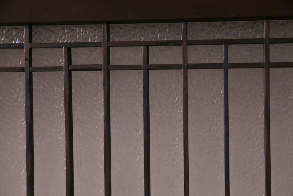 和製アンティーク　大正期　レトロモダンな組子入り板戸(引き戸、建具)2枚セット
