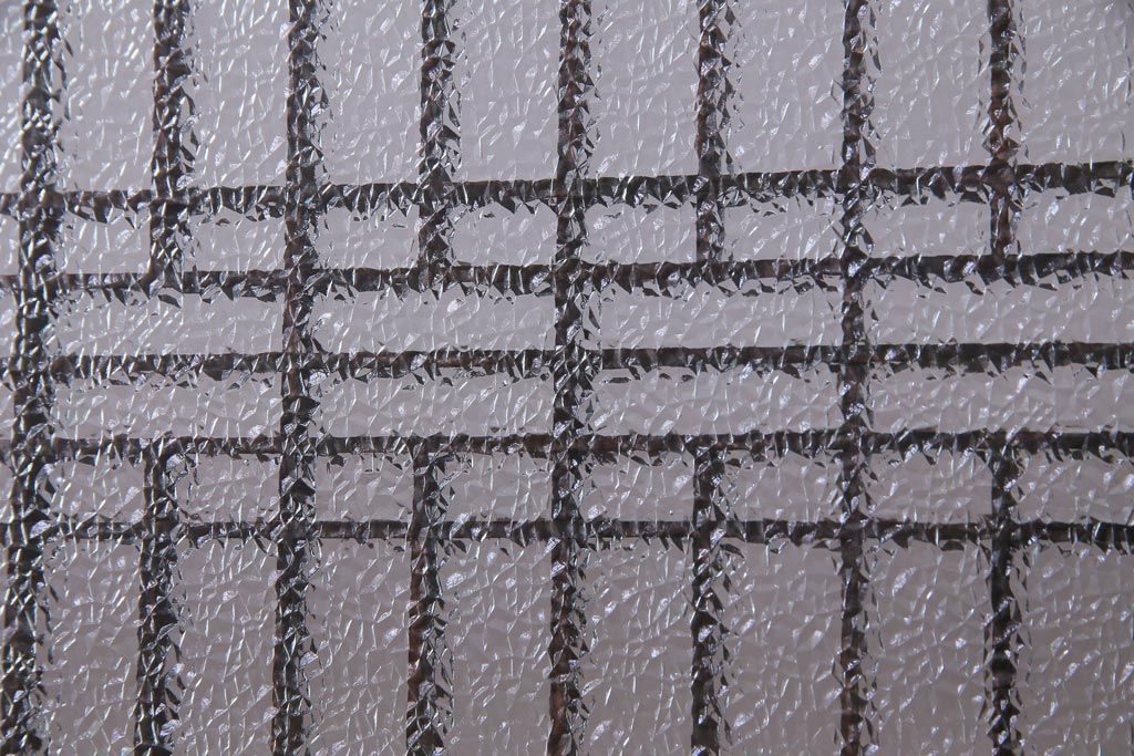 和製アンティーク　大正期　レトロモダンな組子入り板戸(引き戸、建具)2枚セット