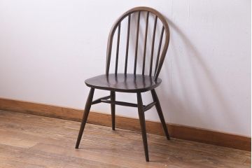 ヴィンテージ家具　イギリスビンテージ　ERCOL(アーコール)　落ちついた色味のウィンザーチェア(ワークチェア、椅子、ウインザーチェア)(1)