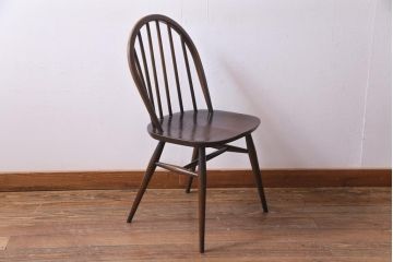 ヴィンテージ家具　イギリスビンテージ　ERCOL(アーコール)　落ちついた色味のウィンザーチェア(ワークチェア、椅子、ウインザーチェア)(1)