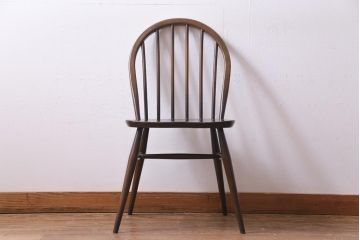 ヴィンテージ家具　イギリスビンテージ　ERCOL(アーコール)　落ちついた色味のウィンザーチェア(ワークチェア、椅子、ウインザーチェア)(2)