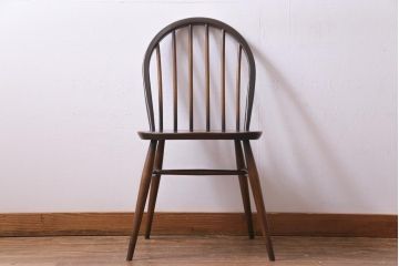 ヴィンテージ家具　イギリスビンテージ　ERCOL(アーコール)　落ちついた色味のウィンザーチェア(ワークチェア、椅子、ウインザーチェア)(3)