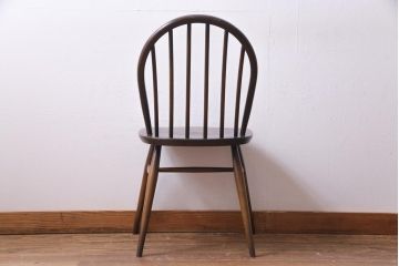 ヴィンテージ家具　イギリスビンテージ　ERCOL(アーコール)　落ちついた色味のウィンザーチェア(ワークチェア、椅子、ウインザーチェア)(3)