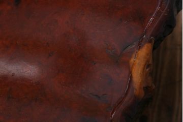 アンティーク家具　昭和中期　カリン材(花梨材)　鳥眼杢　縁の木肌が迫力を放つ座卓(ローテーブル)