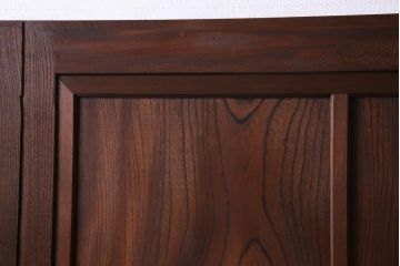 和製アンティーク　激レア!　ケヤキ材　重厚感と繊細な技が楽しめる組子入り板戸(引き戸、ガラス帯戸、建具)4枚セット