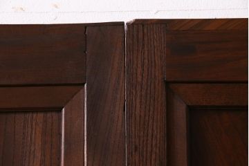 和製アンティーク　激レア!　ケヤキ材　重厚感と繊細な技が楽しめる組子入り板戸(引き戸、ガラス帯戸、建具)4枚セット