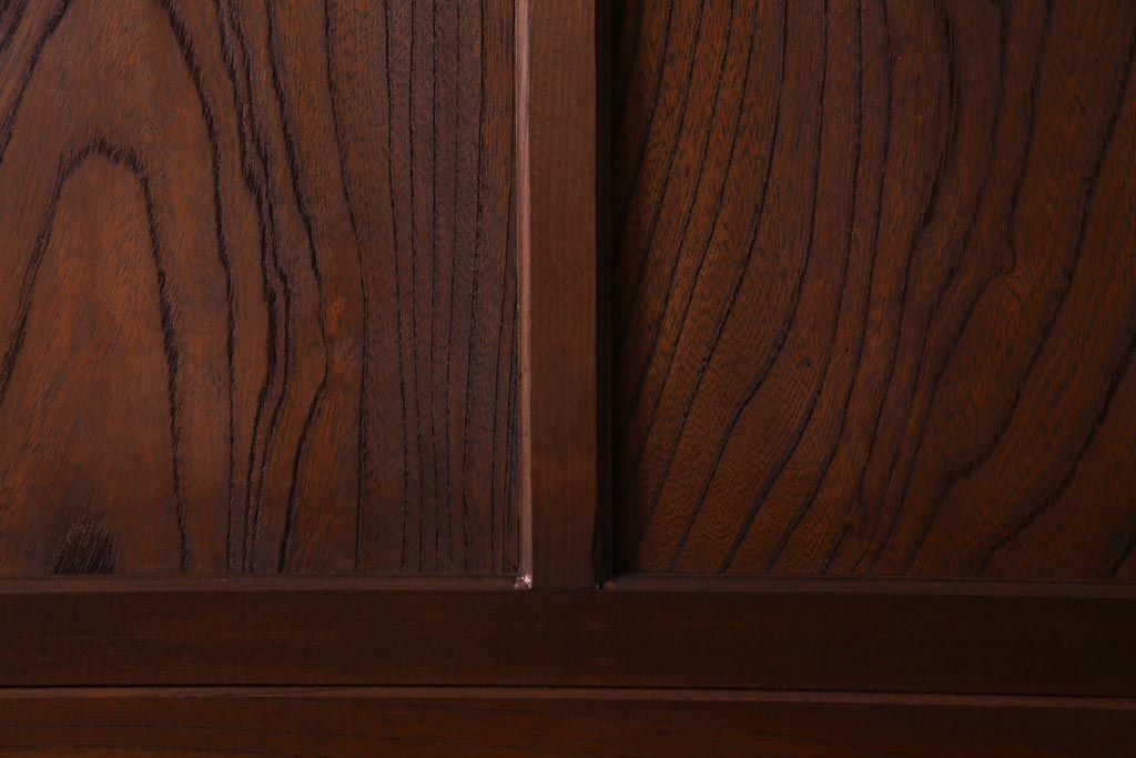 和製アンティーク　激レア!　ケヤキ材　重厚感と繊細な技が楽しめる組子入り板戸(引き戸、ガラス帯戸、建具)4枚セット