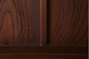 和製アンティーク　激レア!　ケヤキ材　重厚感と繊細な技が楽しめる組子入り板戸(引き戸、ガラス帯戸、建具)4枚セット