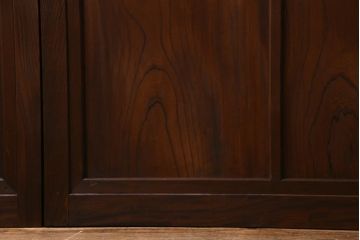 和製アンティーク　激レア!　ケヤキ材　重厚感と繊細な技が楽しめる組子入り板戸(引き戸、ガラス帯戸、建具)4枚セット