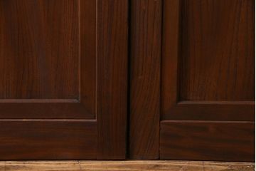 和製アンティーク　激レア!　ケヤキ材　重厚感と繊細な技が楽しめる組子入り板戸(引き戸、ガラス帯戸、建具)4枚セット