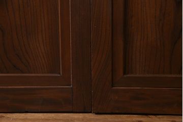 和製アンティーク　激レア!　ケヤキ材　重厚感と繊細な技が楽しめる組子入り板戸(引き戸、ガラス帯戸、建具)4枚セット