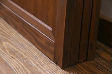 和製アンティーク　激レア!　ケヤキ材　重厚感と繊細な技が楽しめる組子入り板戸(引き戸、ガラス帯戸、建具)4枚セット