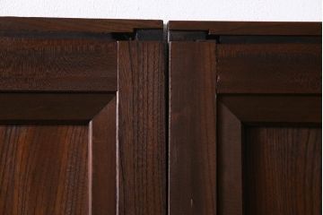 和製アンティーク　激レア!　ケヤキ材　重厚感と繊細な技が楽しめる組子入り板戸(引き戸、ガラス帯戸、建具)4枚セット