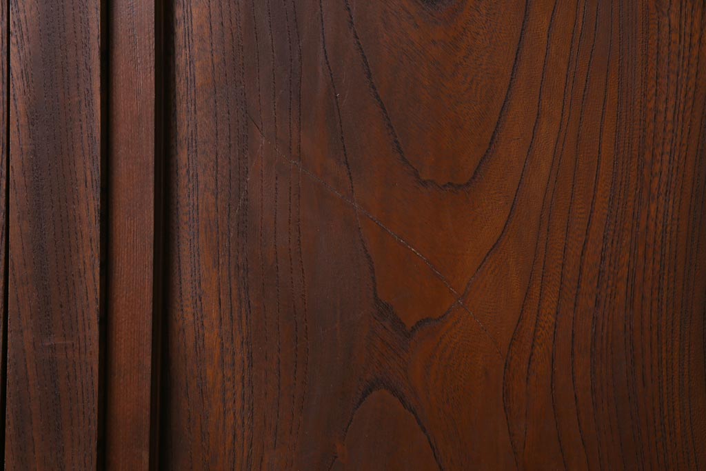 和製アンティーク　激レア!　ケヤキ材　重厚感と繊細な技が楽しめる組子入り板戸(引き戸、ガラス帯戸、建具)4枚セット