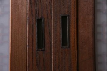 和製アンティーク　激レア!　ケヤキ材　重厚感と繊細な技が楽しめる組子入り板戸(引き戸、ガラス帯戸、建具)4枚セット