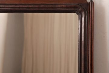 アンティーク雑貨　イギリスアンティーク　象嵌とシルエットがおしゃれなマホガニー材製のミラー(ドレッサー、鏡台)