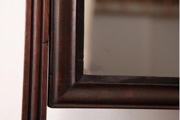 アンティーク雑貨　イギリスアンティーク　象嵌とシルエットがおしゃれなマホガニー材製のミラー(ドレッサー、鏡台)