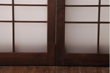 和製アンティーク　すりガラス入り　レトロな雰囲気が趣きあふれるガラス戸2枚セット(窓、建具)