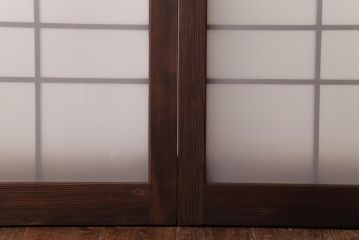 和製アンティーク　すりガラス入り　レトロな雰囲気が趣きあふれるガラス戸2枚セット(窓、建具)