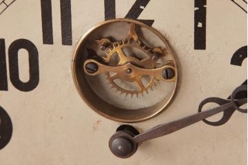 アンティーク雑貨　大正昭和初期　手巻き式　ミラー付き　歯車が目を引くおしゃれな掛時計(柱時計、振り子時計)