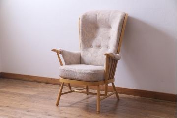 中古　イギリス　ERCOL(アーコール)　エバーグリーン　1人掛けイージーチェア(アームチェア、ソファ)(定価約29万円)(1)