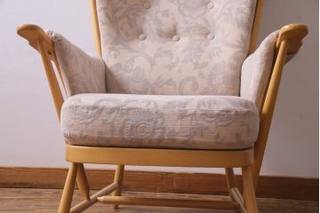 中古　イギリス　ERCOL(アーコール)　エバーグリーン　1人掛けイージーチェア(アームチェア、ソファ)(定価約29万円)(1)