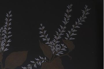 アンティーク雑貨　和製アンティーク　硯付き　草花文　木製の蒔絵硯箱