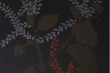 アンティーク雑貨　和製アンティーク　硯付き　草花文　木製の蒔絵硯箱