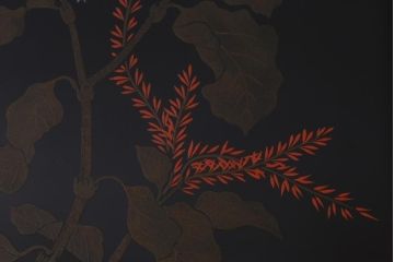 アンティーク雑貨　和製アンティーク　硯付き　草花文　木製の蒔絵硯箱