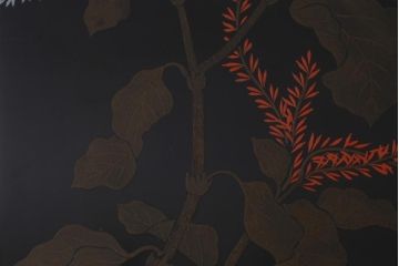 アンティーク雑貨　和製アンティーク　硯付き　草花文　木製の蒔絵硯箱