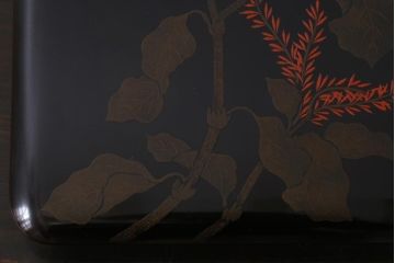 アンティーク雑貨　和製アンティーク　硯付き　草花文　木製の蒔絵硯箱