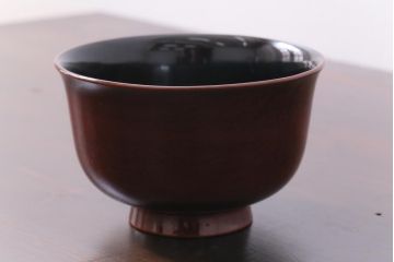大正昭和初期　木製　羽反型　牡丹・蝶蒔絵杯洗(漆器)