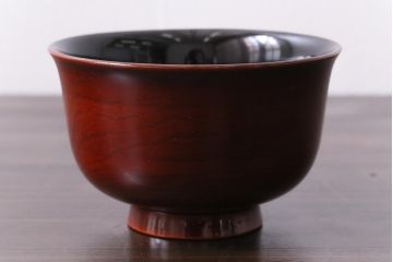 大正昭和初期　木製　羽反型　牡丹・蝶蒔絵杯洗(漆器)