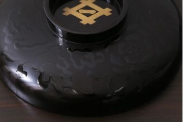 和製アンティーク　蒔絵　鴨　和モダンな蓋付き椀5つセット(お椀、漆器)(1)