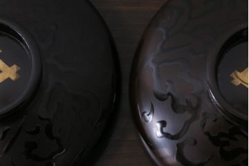 和製アンティーク　蒔絵　鴨　和モダンな蓋付き椀5つセット(お椀、漆器)(2)
