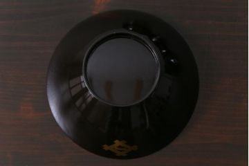 和製アンティーク　蒔絵　鴨　和モダンな蓋付き椀5つセット(お椀、漆器)(2)