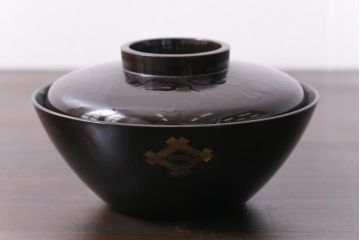 和製アンティーク　蒔絵　鴨　和モダンな蓋付き椀5つセット(お椀、漆器)(2)