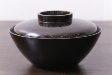 和製アンティーク　蒔絵　鴨　和モダンな蓋付き椀5つセット(お椀、漆器)(2)