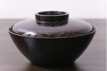 和製アンティーク　蒔絵　鴨　和モダンな蓋付き椀5つセット(お椀、漆器)(2)
