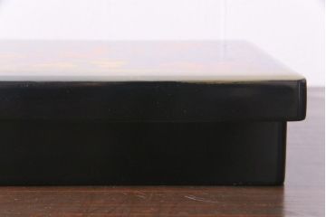 昭和中期　箱付き　木曽平沢塗　木製　秋の七草　秋草蒔絵の富貴重3組(重箱、漆器)(1)