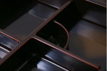 昭和中期　外箱付き　木曽平沢塗　木製　秋の七草　秋草蒔絵の富貴重3組(重箱、漆器)(2)