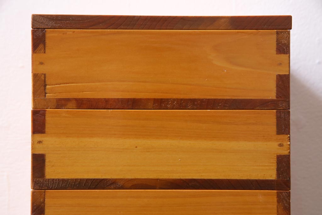 昭和初期　外箱付き　ヒノキ材　温かな色味の重箱(お重)