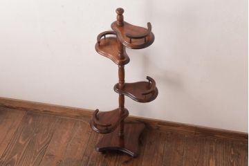 アンティーク雑貨　イギリスアンティーク　マホガニー材　棚板の向きが変えられる使い勝手の良いプランタースタンド(花台、飾り台)