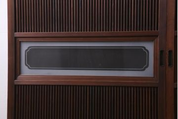 昭和初期　腰板ケヤキ材　裏障子の付いた格子帯戸2枚セット(ガラス帯戸、引き戸、建具)