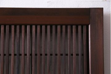 昭和初期　腰板ケヤキ材　裏障子の付いた格子帯戸2枚セット(ガラス帯戸、引き戸、建具)