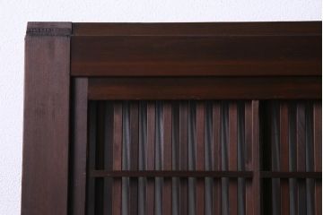 昭和初期　腰板ケヤキ材　裏障子の付いた格子帯戸2枚セット(ガラス帯戸、引き戸、建具)