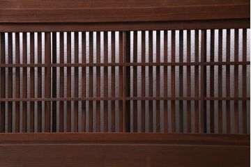 昭和初期　腰板ケヤキ材　裏障子の付いた格子帯戸2枚セット(ガラス帯戸、引き戸、建具)