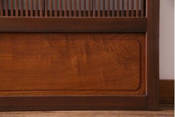昭和初期　腰板ケヤキ材　裏障子の付いた格子帯戸2枚セット(ガラス帯戸、引き戸、建具)(1)