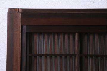昭和初期　腰板ケヤキ材　裏障子の付いた格子帯戸2枚セット(ガラス帯戸、引き戸、建具)(1)
